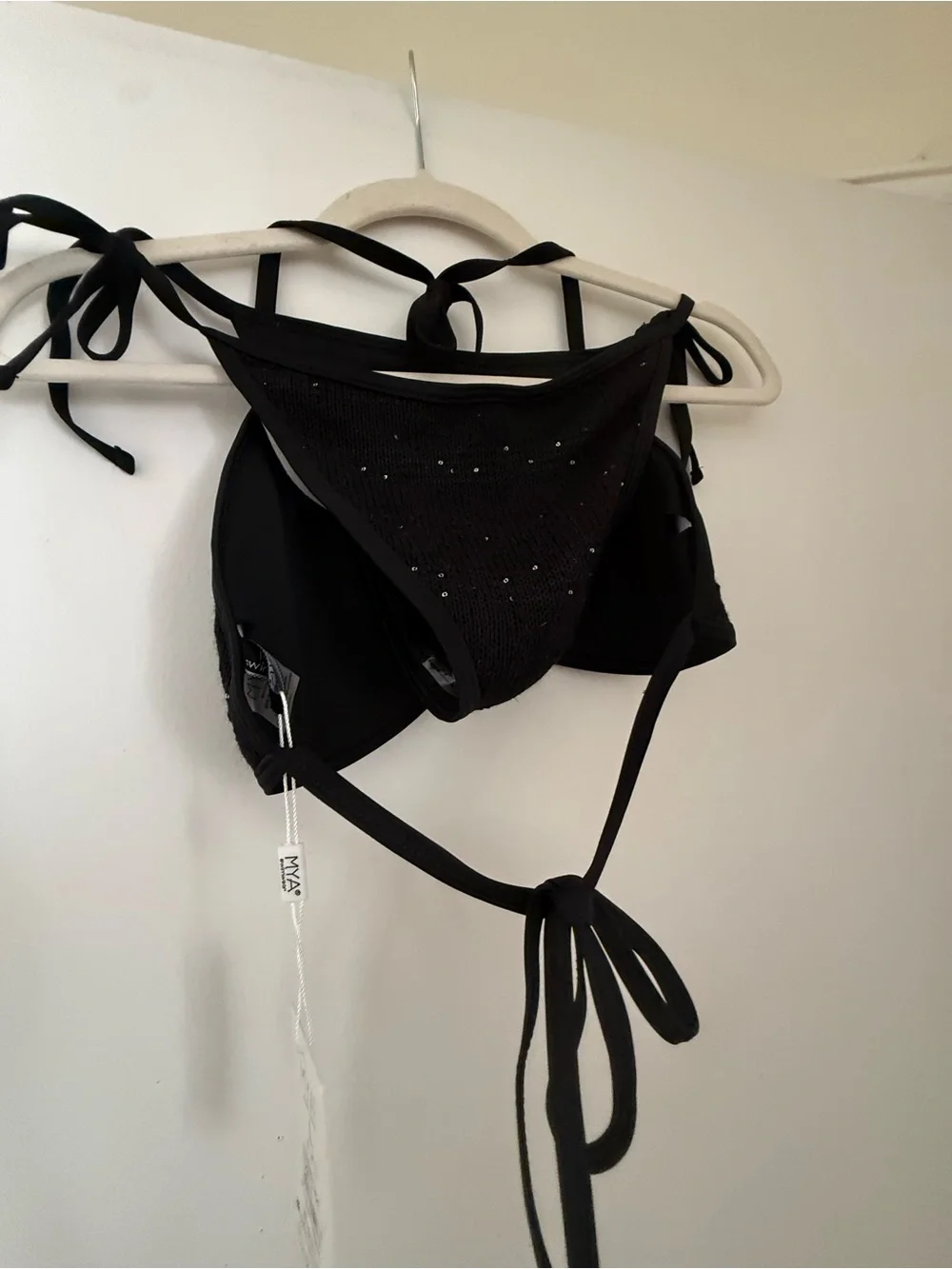 Black Sequin Triangle Bikini 3 pieces
